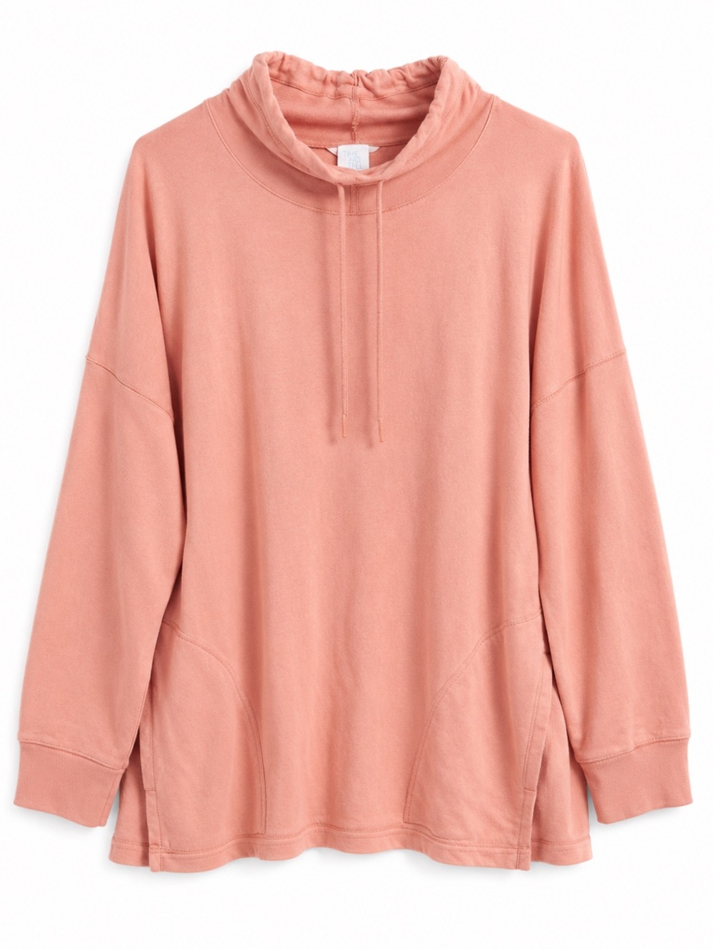 Time and Tru Dusty Pink Funnel Neck Pullover Sweatshirt XXL Oversized